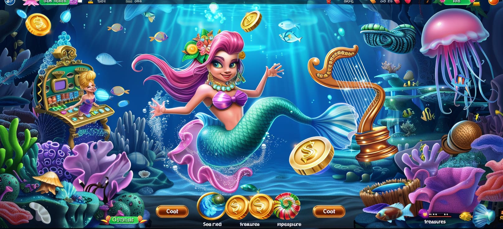 Caça-níqueis de sereia online com tesouros do mar no 5kgame cassino